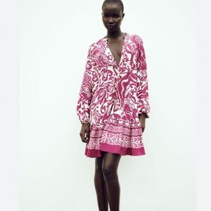 🌸 Zara Pink & White Boho Tunic Dress | Size M 🌸